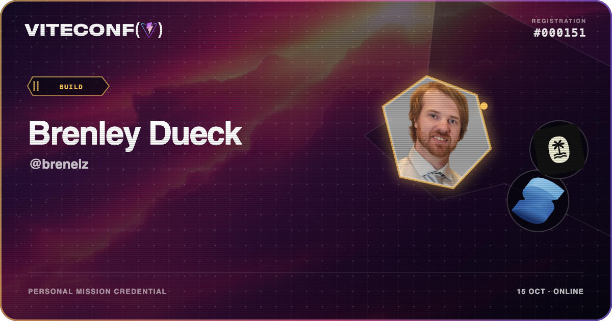 Brenley Dueck's ViteConf 2026 mission credential