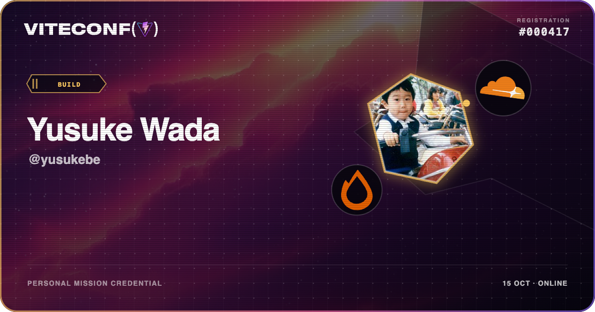 Yusuke Wada's ViteConf 2026 mission credential