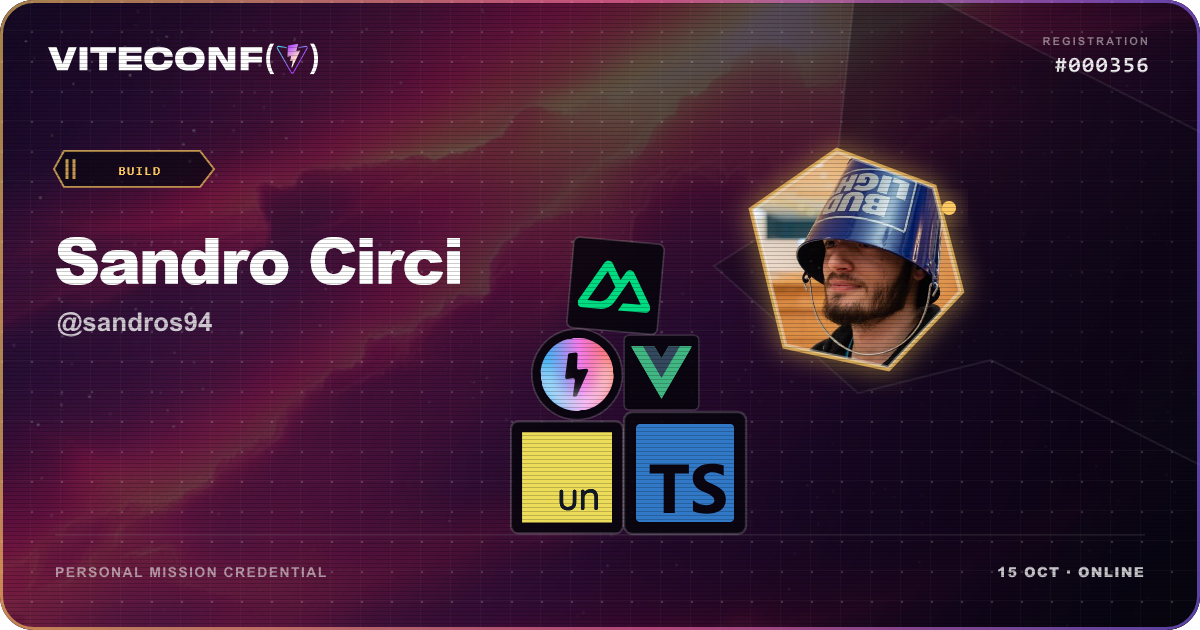 Sandro Circi's ViteConf 2026 mission credential