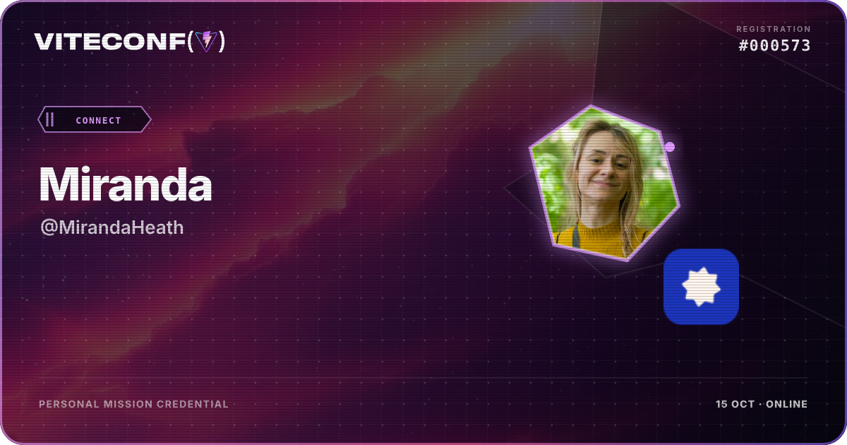 Miranda's ViteConf 2026 mission credential