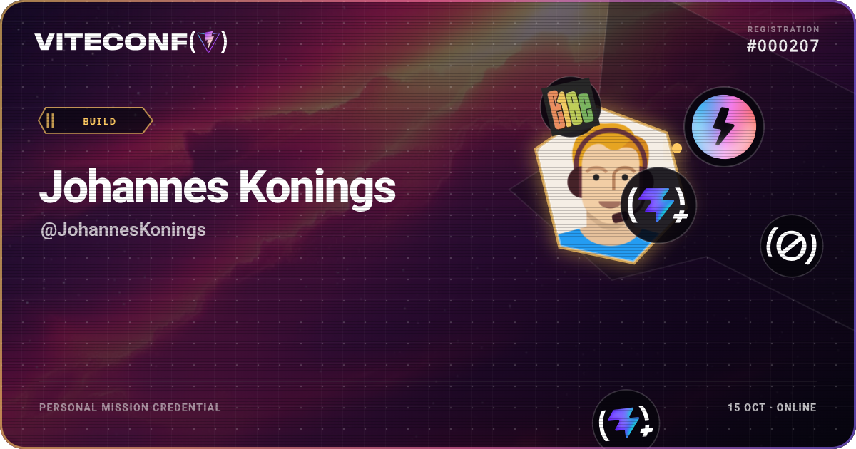 Johannes Konings's ViteConf 2026 mission credential
