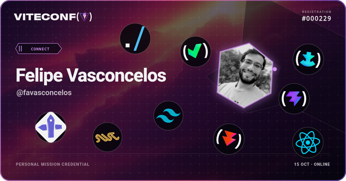 Felipe Vasconcelos's ViteConf 2026 mission credential