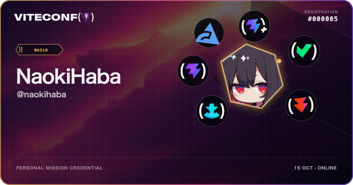 NaokiHaba's ViteConf 2026 mission credential