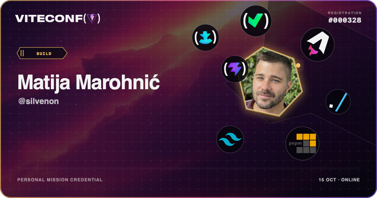 Matija Marohnić's ViteConf 2026 mission credential