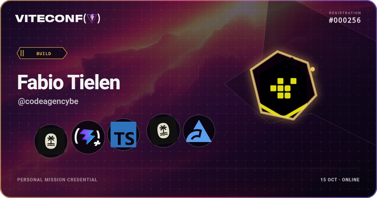 Fabio Tielen's ViteConf 2026 mission credential