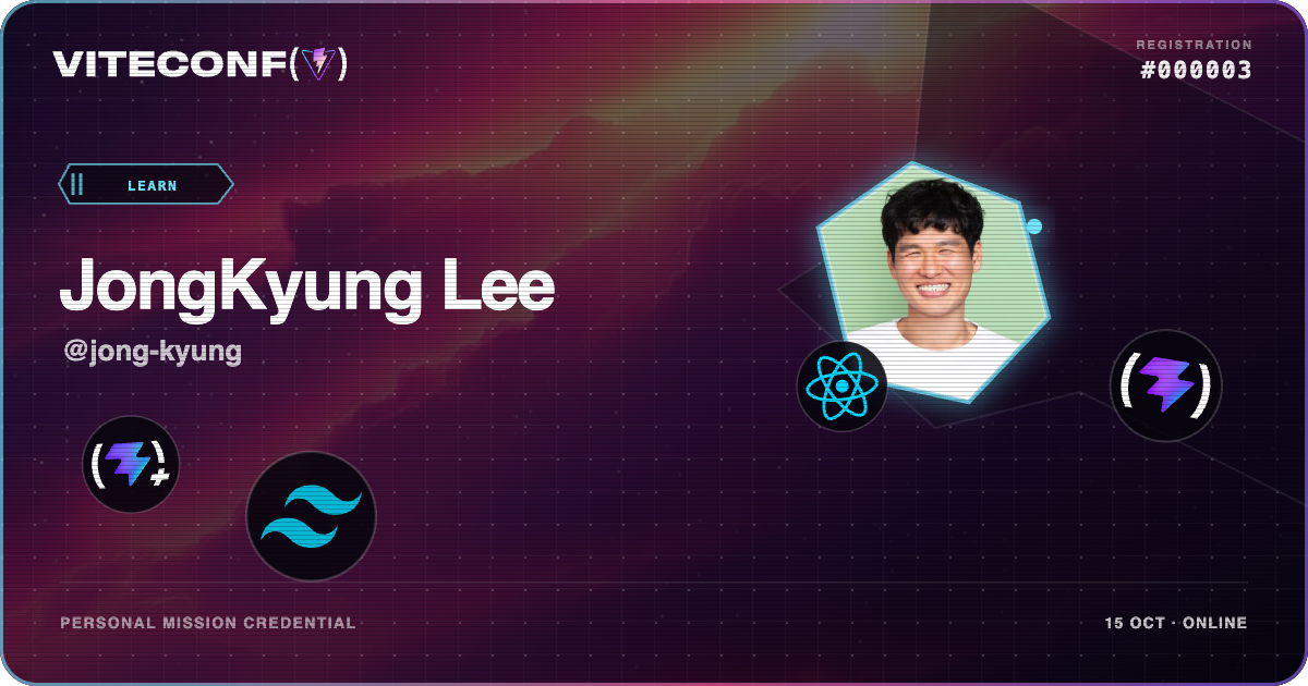 JongKyung Lee's ViteConf 2026 mission credential