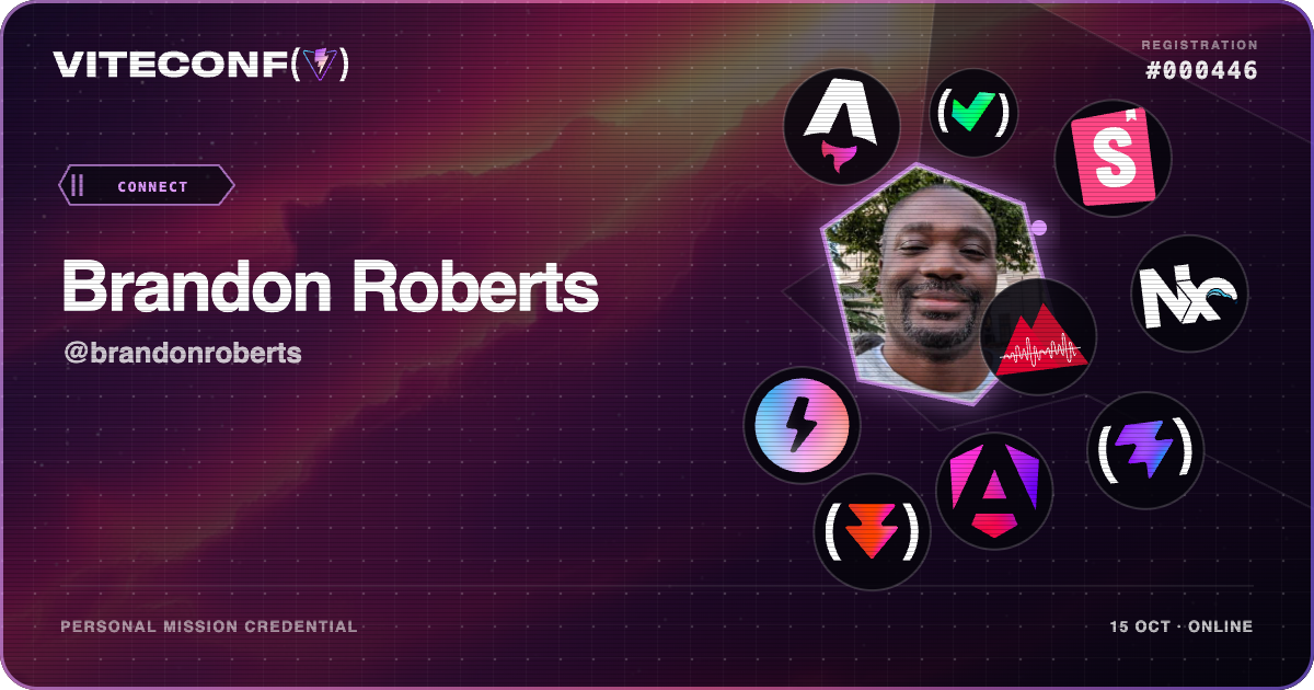 Brandon Roberts's ViteConf 2026 mission credential