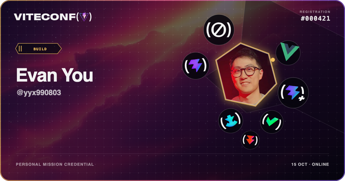 Evan You's ViteConf 2026 mission credential