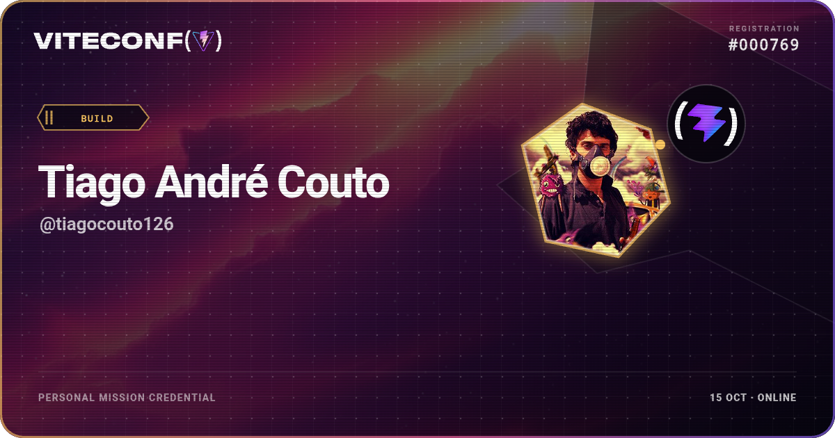 Tiago André Couto's ViteConf 2026 mission credential